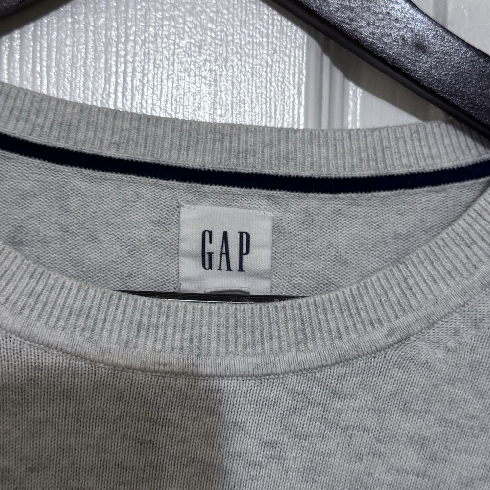 Gap Mainstay Knit‎ Sweater Mens Large pullover Long-Sleeve Crew Two Tone Gray - Picture 3 of 10